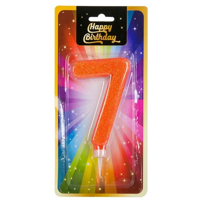 Κερί Γίγας Γενεθλίων Πορτοκαλί Glitter Νο.7 - 12 εκ.