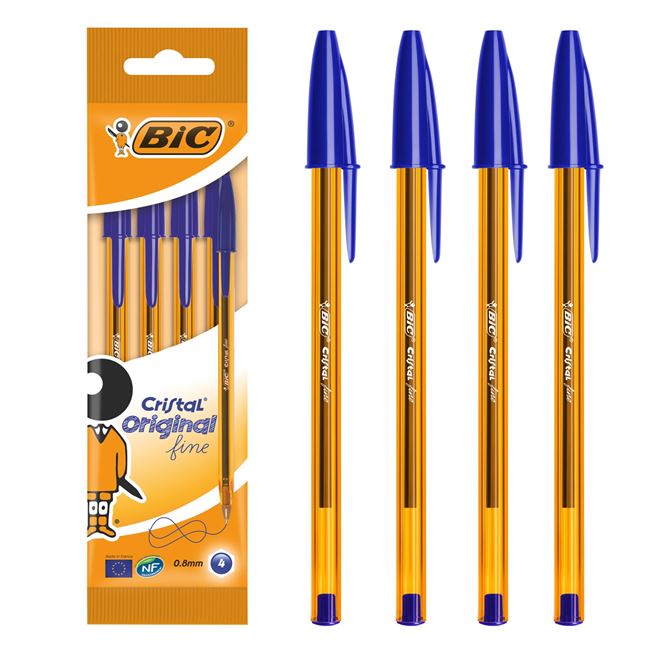 Στυλό Μπλε BIC Ballpen Cristal Fine - 4 τμχ.
