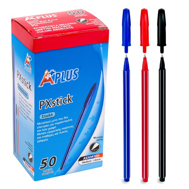 Στυλό Ball Pen (Μπλε-Μαυρ-Κοκκ) - 50 τμχ.