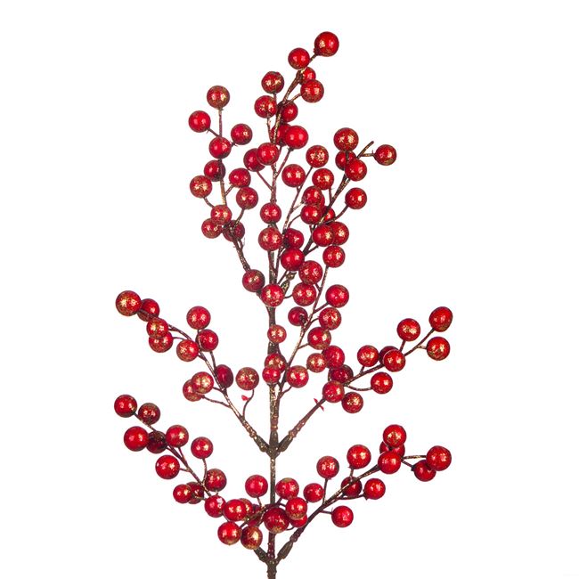 Χριστουγεννιάτικο Διακοσμητικό Κλαδί Berries Κόκκινο Μπρονζέ 50 cm