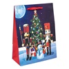 Σακούλα Δώρου Χριστουγεννιάτικη Μπλε Ξύλινοι Στρατιώτες Glitter 18x8x24 cm