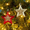 Σετ Χριστουγεννιάτικα Στολίδια Αστέρια Κόκκινα Χρυσά Ματ με Glitter 6 cm - 6 τμχ.