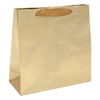 Τσάντα Δώρου Χάρτινη Χρυσή Τετράγωνη Ανάγλυφο Σχέδιο Γραμμές 25x10x25 cm