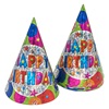 Καπέλα Χάρτινα Πάρτι Μεταλλιζέ Μπαλόνια "Happy Birthday" 17cm - 6 τμχ.