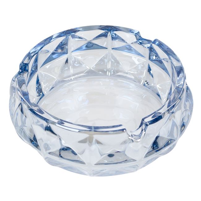 Τασάκι Γυάλινο Στρογγυλό Diamond Μπλε 13x5 cm