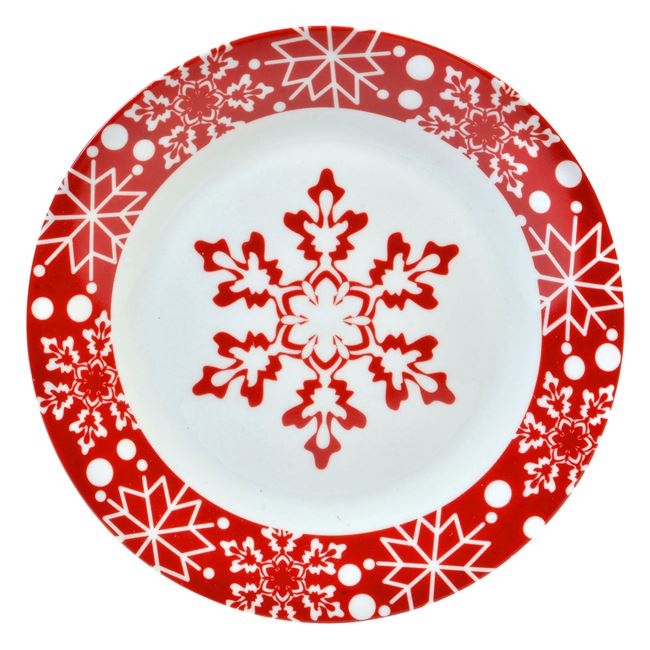 Χριστουγεννιάτικο Πιάτο Πορσελάνη Σχέδιο Νιφάδες 19cm
