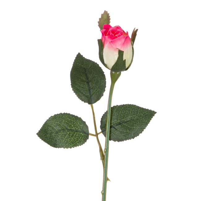 Λουλούδι Διακοσμητικό Τριαντάφυλλο Μπουμπούκι Ροζ Λευκό 25 cm