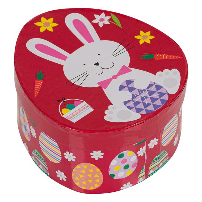Πασχαλινό Κουτί Συσκευασίας Χάρτινο Κόκκινο Αυγό Λαγός 12x13x7 cm