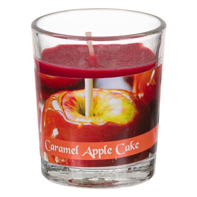 Κερί Ποτήρι Aρωματικό Κόκκινo Caramel Apple Cake 5x6.5cm