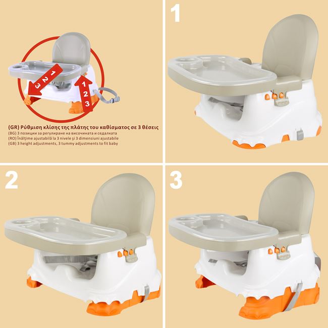 Καρέκλα - Κάθισμα Φαγητού Γκρι (3 Θέσεις)
