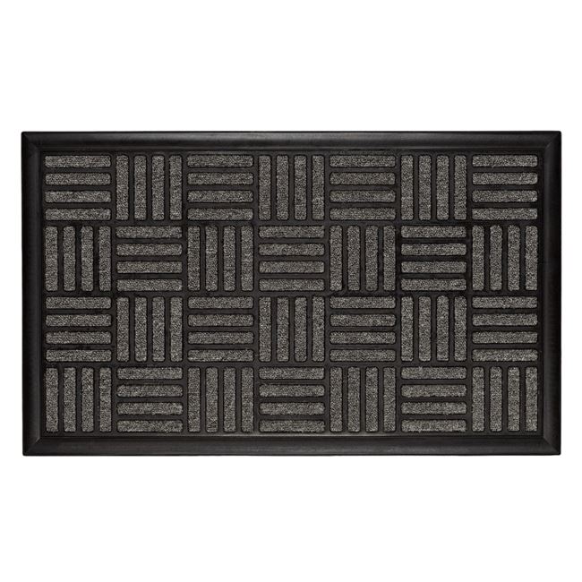 Πατάκι - Χαλάκι Εξώπορτσς Γκρι Μαύρο Ανάγλυφες Γραμμές 75x45 cm