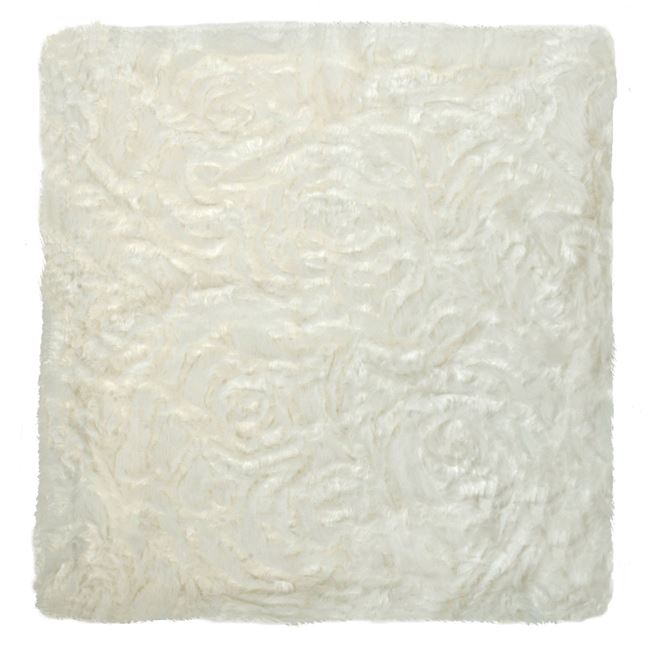 Διακοσμητική Θήκη Μαξιλαριού Χειμερινή Γούνινη Λευκή Λουλούδια 40x40 cm