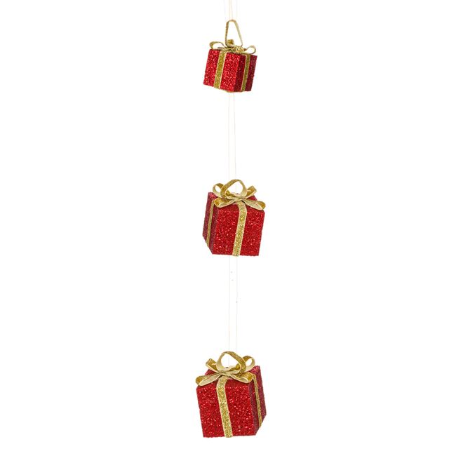 Χριστουγεννιάτικο Διακοσμητικό Κρεμαστό Αφρώδη Δώρα Κόκκινα 63cm