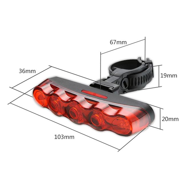 Φως Ασφαλείας Ποδηλάτου με 5 Kόκκινα LED & 3 Λειτουργίες