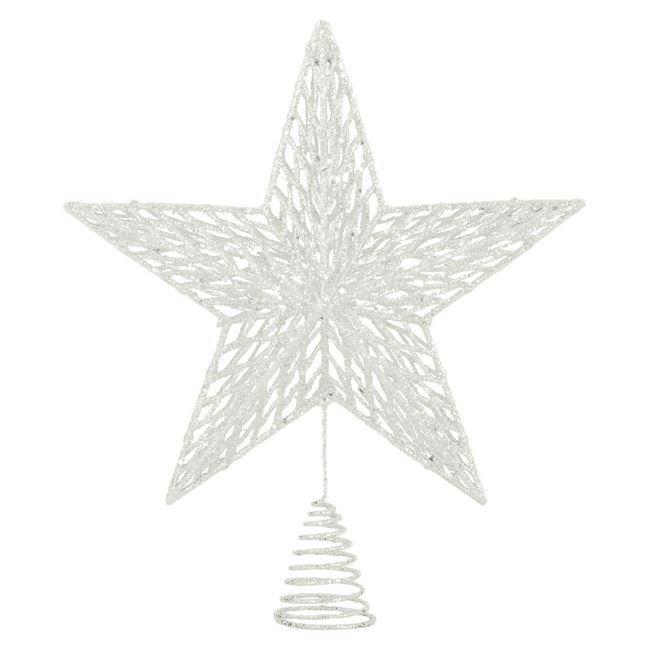Χριστουγεννιάτικη Κορυφή Δέντρου 3D Λευκό Ιριδίζον Αστέρι Διάτρητο 24cm