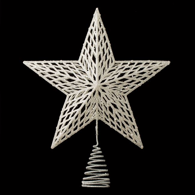 Χριστουγεννιάτικη Κορυφή Δέντρου 3D Λευκό Ιριδίζον Αστέρι 33 cm