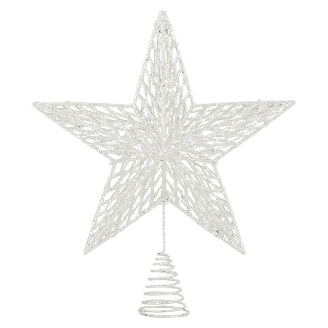 Χριστουγεννιάτικη Κορυφή Δέντρου 3D Λευκό Ιριδίζον Αστέρι 33cm