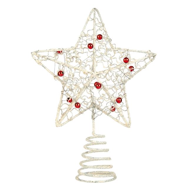 Χριστουγεννιάτικη Κορυφή Δέντρου Λευκό Ιριδίζον Αστέρι Διάτρητο Μπίλιες 18 cm 
