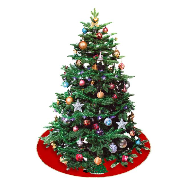Χριστουγεννιάτικη Ποδιά Δέντρου Τσόχα Κόκκινη Άγιος Βασίλης Έλατο 98cm