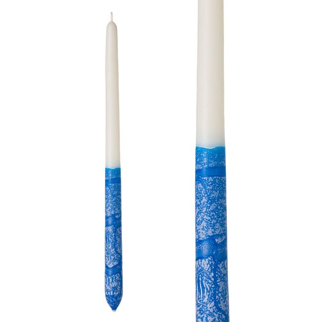 Λαμπάδα Κρακελέ Μπλε Λευκή  30 cm