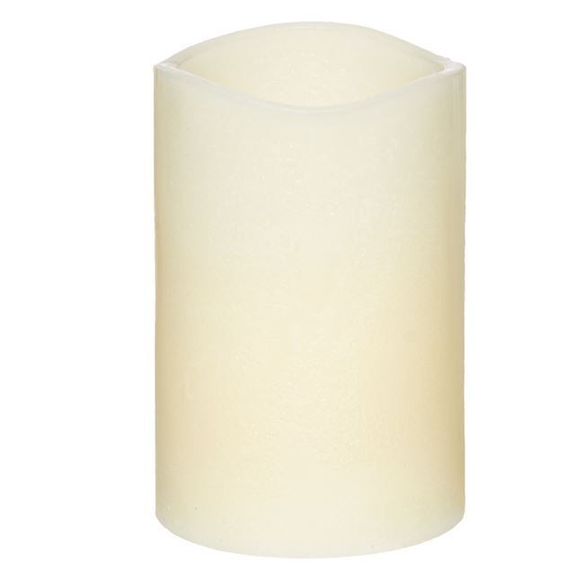 Κερί LED Διακοσμητικό Εκρού Κυματιστή Κορυφή 8x12 cm - Θερμό Φως Φλόγας