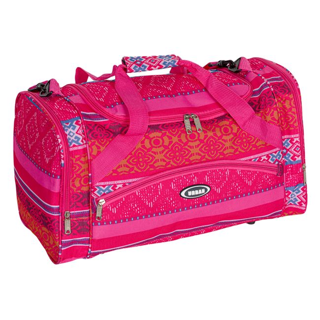 Σακ Βουαγιάζ Ταξιδίου Ροζ με Πολύχρωμα Σχέδια