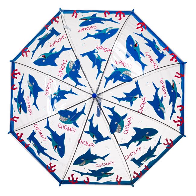 Ομπρέλα Μπαστούνι Παιδική Διάφανη Μπλε Καρχαρίες 66 cm