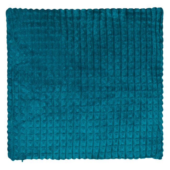 Θήκη Μαξιλαριού Χειμερινής Διακόσμησης Flannel Πετρόλ Ανάγλυφα Τετράγωνα 50x50 cm