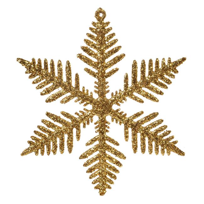 Σετ Χριστουγεννιάτικα Στολίδια Δέντρου Χιονονιφάδες Xρυσό Glitter 10 cm - 5 τμχ.