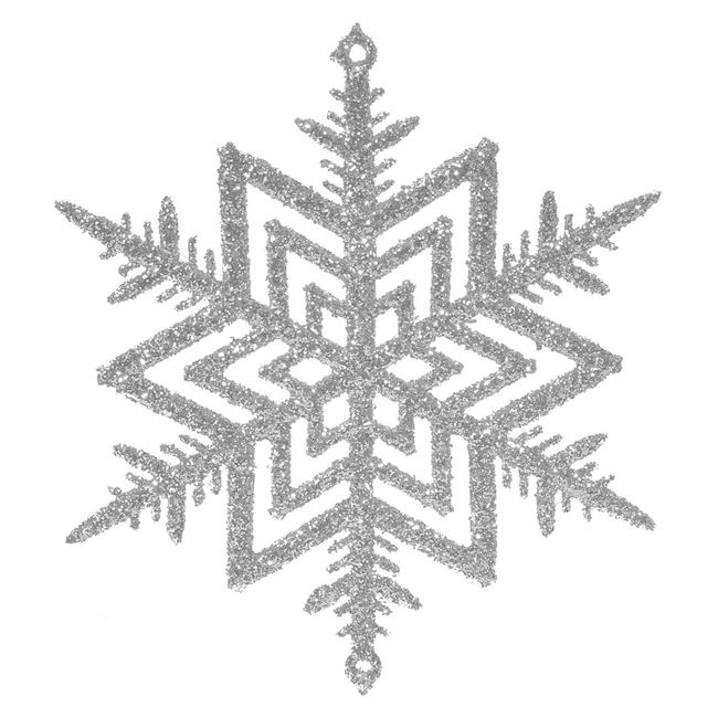 Σετ Χριστουγεννιάτικα Στολίδια Δέντρου Χιονονιφάδες Aσημί Glitter 10 cm - 5 τμχ.