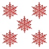 Χριστουγεννιάτικο Στολίδι Δέντρου Νιφάδα Κόκκινο Glitter 10 cm - 5 τμχ.