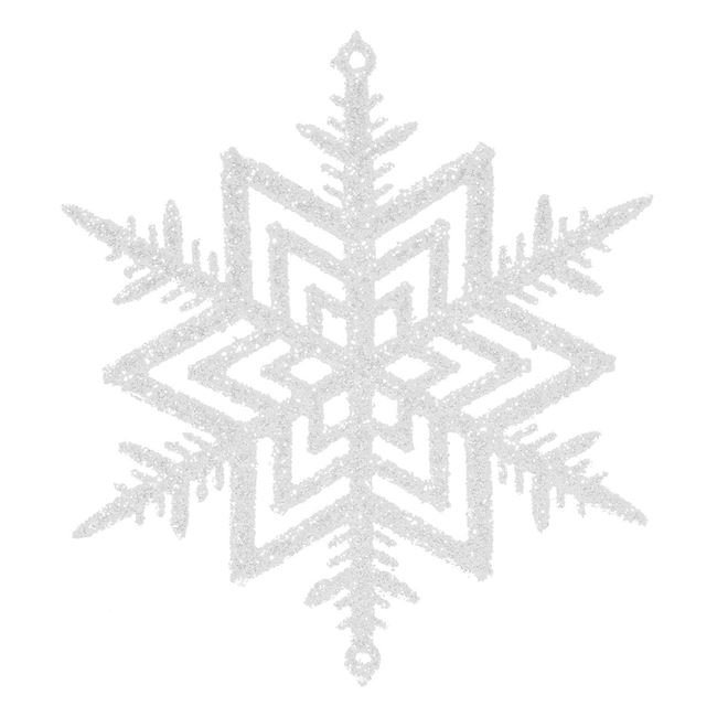 Χριστουγεννιάτικο Στολίδι Δέντρου Νιφάδα Λευκή Glitter 10 cm - 5 τμχ.