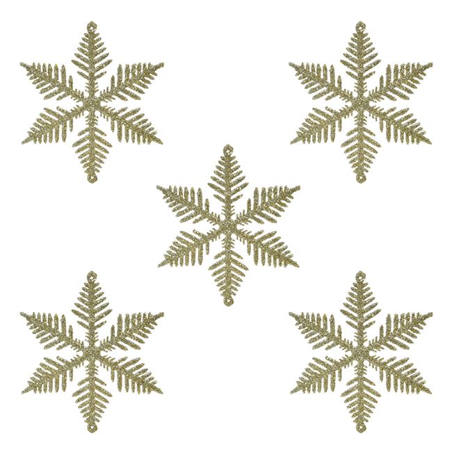 Σετ Χριστουγεννιάτικα Στολίδια Δέντρου Χιονονιφάδες Σαμπανί Glitter 10 cm - 5 τμχ.