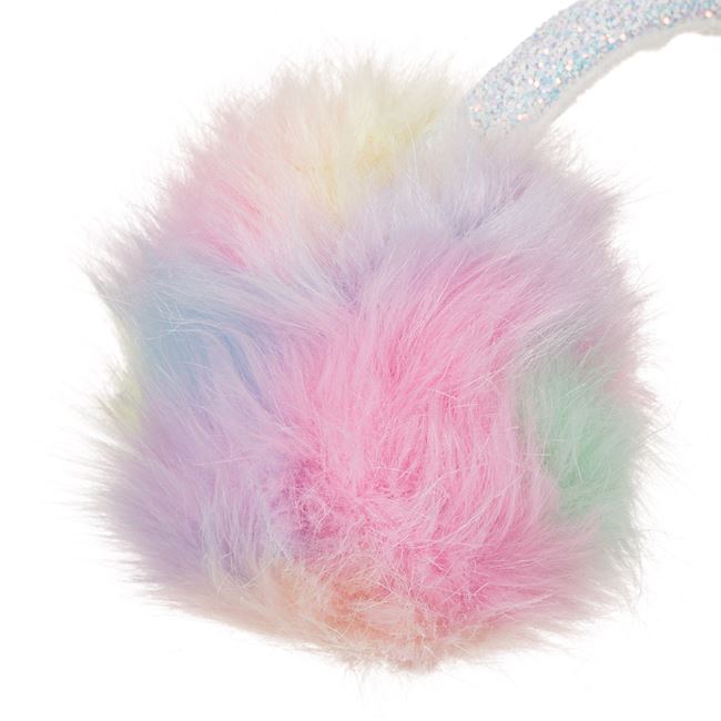 Προστατευτικά Αυτιών Χειμερινά για Κορίτσι Rainbow Γούνα Glitter Ιριδίζον 6-8 Ετών