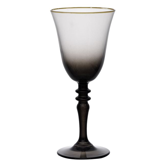 Ποτήρι Κρασιού Γυάλινο Κολονάτο 'Gold Iconic' Μαύρο Smoke 270 ml