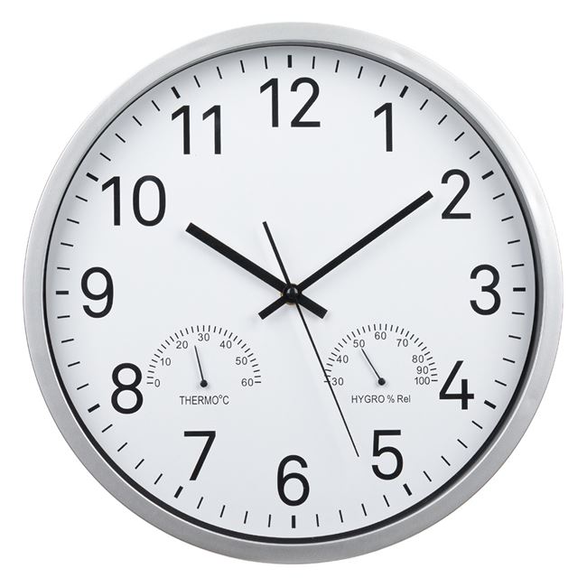 Ρολόι Τοίχου Ασημί 3 Ενδείξεων 34 cm