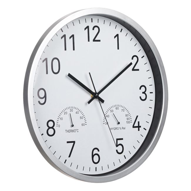 Ρολόι Τοίχου Ασημί 3 Ενδείξεων 34 cm