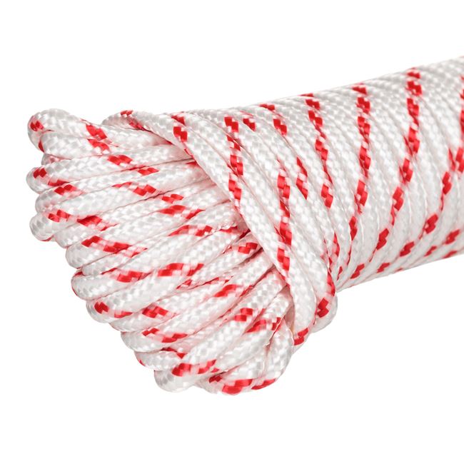 Σχοινί Πολλαπλών Χρήσεων Πολυεστέρας Λευκό Κόκκινο 15 m x 4 mm