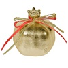 Χριστουγεννιάτικο Διακοσμητικό Γούρι Ρόδι Κεραμικό Χρυσό Σαγρέ Κορδέλες 7 cm