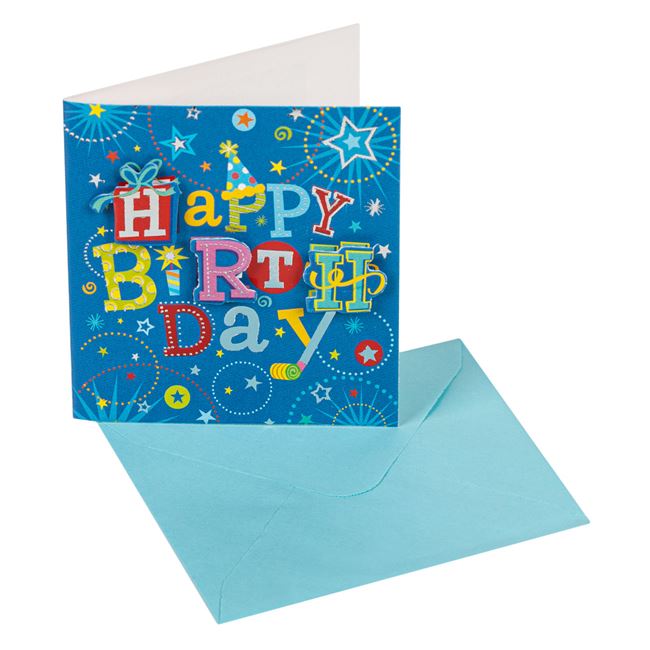 Μίνι Κάρτα Happy Birthday με Μπλε Φάκελο 7.5x8.5 cm