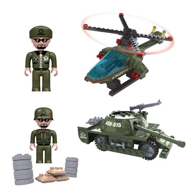 Τουβλάκια Στρατιωτικό Ελικόπτερο & Όχημα (259 Κομμάτια)