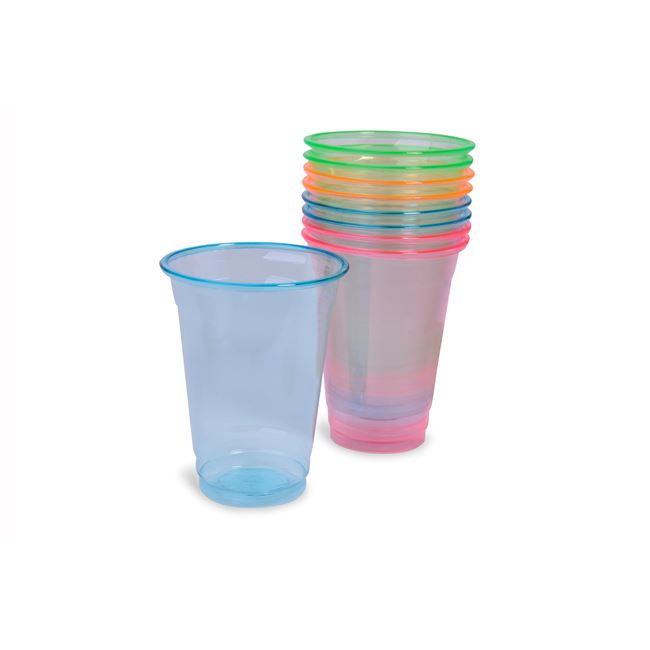 Ποτήρια Πλαστικά Διάφανα Διάφορα Χρώματα 300 ml - 20 τμχ.
