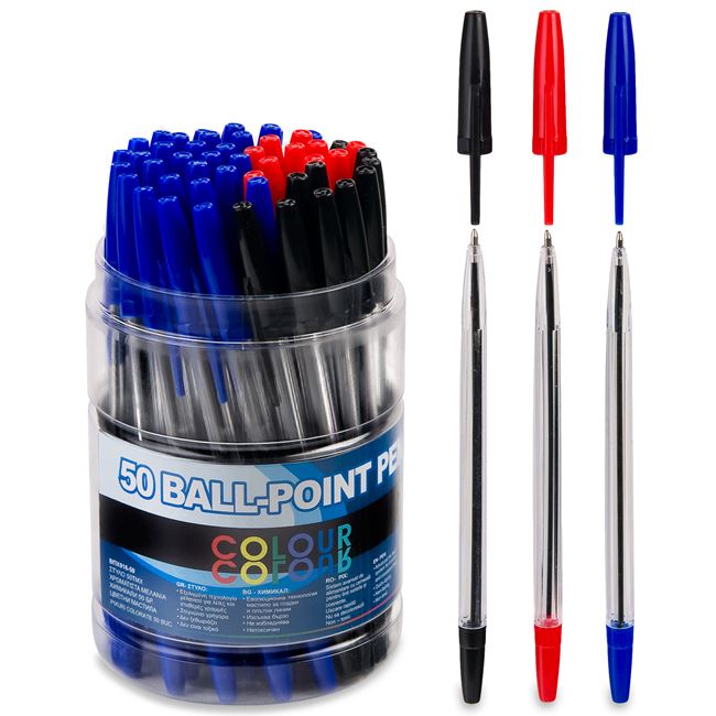 Στυλό Ball Pen (Μπλε-Μαυρ-Κοκκ) - 50 τμχ.