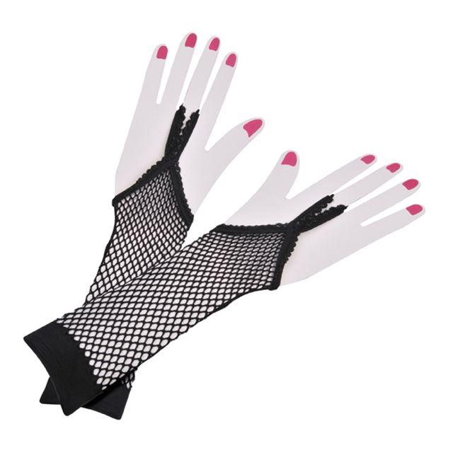Αποκριάτικα Γάντια Δίχτυ Κοντά Μαύρα 25 cm