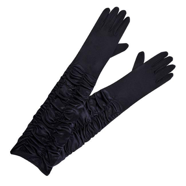 Αποκριάτικα Γάντια Μαύρα Σατέν Μακριά 48 cm