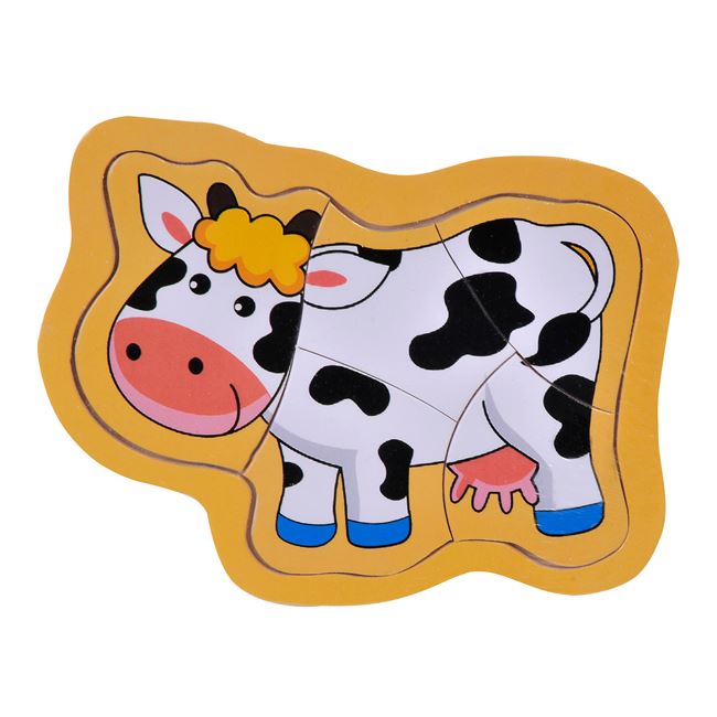 Παζλ Ξύλινη Καρτέλα Αγελάδα (5 Κομμάτια) 13x17 cm