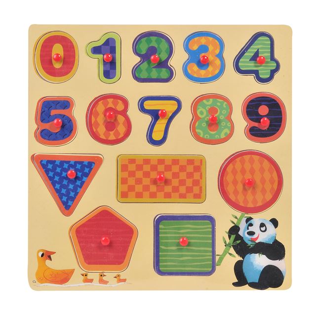 Παζλ Ξύλινη Καρτέλα Αριθμοί & Σχήματα (15 Κομμάτια) - 30x30 cm