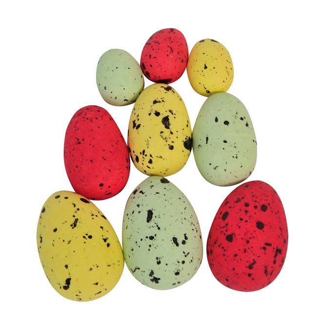 Πασχαλινά Διακοσμητικά Αυγά Κόκκινα Κίτρινα Λαχανί Μαύρες Λεπτομέρειες- 60 τμχ.