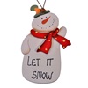 Χριστουγεννιάτικο Στολίδι Δέντρου Vintage Ξύλινος Χιονάνθρωπος "Let It Snow" 8.5 cm
