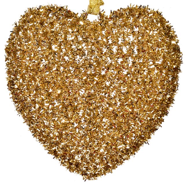 Xριστουγεννιάτικο Στολίδι Δέντρου Καρδιά Διάτρητη Χρυσό Tinsel 15cm